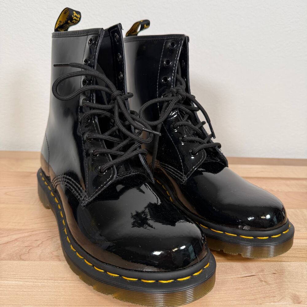 Dr Martens 11821 Patent Leather Combat Boots Black Womens 11 Mens 9.5